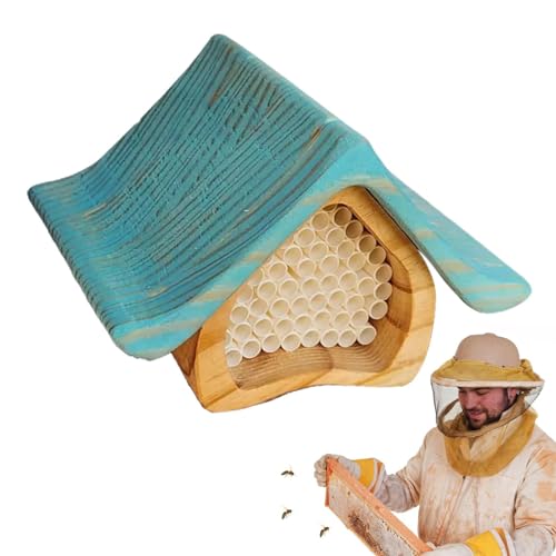 Hugsweet Bienenhäuser für bestäubende Bienen, Honigbienenhaus, Handgefertigtes Bienenscheunen-Bestäuberhaus aus Holz, Dekoratives Schutz-Starterset für die Bienenhaltung, multifunktionales von Hugsweet