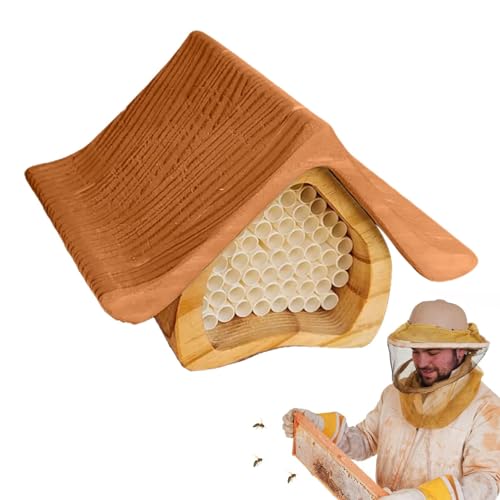 Hugsweet Bienenhäuser für bestäubende Bienen, Honigbienenhaus - Handgefertigte Bienenbox aus Holz für Bestäuber,Dekoratives Schutz-Starterset für die Bienenhaltung, multifunktionales von Hugsweet
