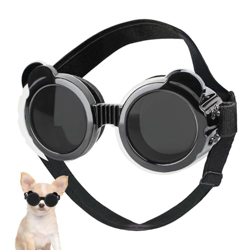 Hugsweet Brillen für Haustiere, Sonnenbrillen für Hunde, Anti-UV-Schutzbrille für Haustiere, Antibeschlag-Schutzbrille für Hunde, Outdoor-Schutz mit verstellbarem Riemen für kleine und mittelgroße von Hugsweet