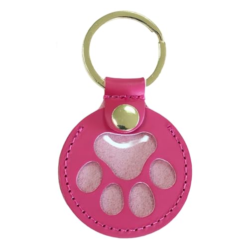 Hundefell Speicher Schlüsselbund - Süße Runde Lederkatze Katze K-eychain Haustierhaar -K-eepa Keepsake Keyring, Tragbare Gedenkkollektion Anhänger, Pet Memorial Presents for Bagtasche Paw Charm Key von Hugsweet