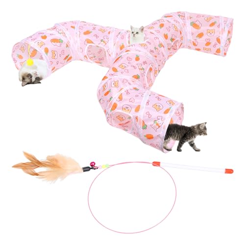 2 Stück Katze Spielzeug,Katzentunnel mit Spielball,Katzenspielzeug mit Federn, 3 Wege Faltbarer Haustier Spieltunnel Röhre,Robustes Katzenspielzeug für Katzen, Welpen, Kaninchen, 25x130 cm 2 Stück Katze Spielzeug,Katzentunnel mit Spielball,Katzenspielzeug mit Federn, 3 Wege Faltbarer Haustier Spieltunnel Röhre,Robustes Katzenspielzeug für Katzen, Welpen, Kaninchen, 25x130 cm von HuhWafee