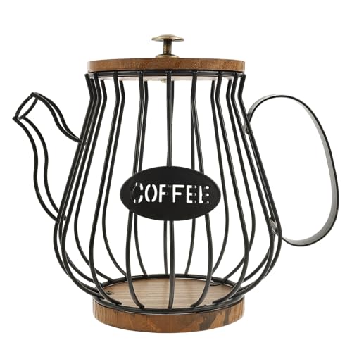 Kaffeekapsel Halter,Kaffeekapselkorb, Lagerung Korb mit Holz Deckel,Vintage Stil Kaffee Kapsel Lagerung Korb,Organizer für Kaffeekapseln,Perfektes Kaffee Zubehör Große Kapazität für Hotel,Hause von HuhWafee