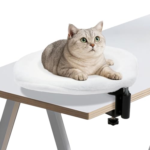 Katzenbett für Schreibtisch,Hängebett für Katzen,Katzenliege Weiches Katzenhängematte katzenkorb zum schlafen Katzen Hängematte Ideal Homeoffice oder Gaming Tisch bis 10 kg Weiß Katzenbett für Schreibtisch,Hängebett für Katzen,Katzenliege Weiches Katzenhängematte katzenkorb zum schlafen Katzen Hängematte Ideal Homeoffice oder Gaming Tisch bis 10 kg Weiß von HuhWafee