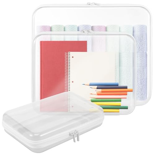 Transparente Kulturtasche Hartschalen mit Reißverschluss,Staubschutz Aufbewahrungsbox für Kosmetik, Spielzeug Toilettenartikel,Flugtaugliche Klein Reise Kosmetiktasche Verschiedene Größen(M L XL) von HuhWafee