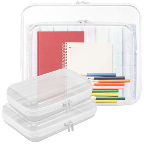Transparente Kulturtasche Hartschalen mit Reißverschluss,Staubschutz Aufbewahrungsbox für Kosmetik, Spielzeug Toilettenartikel,Flugtaugliche Klein Reise Kosmetiktasche Verschiedene Größen(S M L XL) von HuhWafee