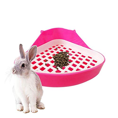 Huhebne Kaninchen Toilette, Tablett für Kleintiere, Töpfchen, Kommode für Haustiere, Ecke für Kaninchen, Hamster (Rosa) von Huhebne