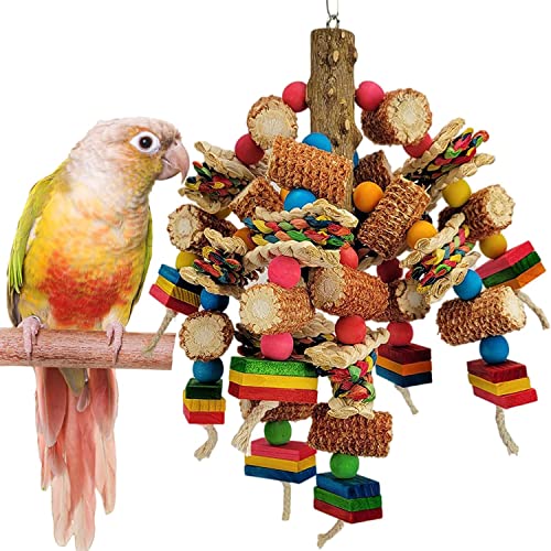 Huhebne Mehrfarbiges Holzblock-Vogelspielzeug, NatüRliches Papageien-Kauspielzeug für Graupapageien, Papageien, PapageienkäFig-Spielzeug. von Huhebne