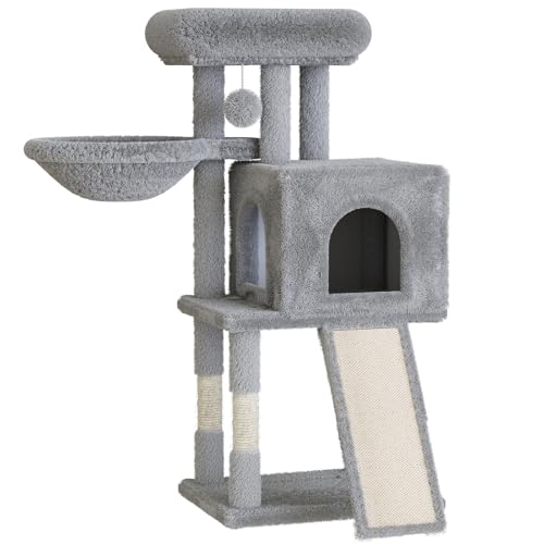 98,5 cm Katzenbaum, Kätzchen-Katzenturm für drinnen, Katzenbaumturm, Katzenkratzbaum, Plüsch, mehrstufig, Kätzchen, Katzenhöhle, obere Bettstange für Kätzchen, gemütliche Hängematte und moderne Rampe 98,5 cm Katzenbaum, Kätzchen-Katzenturm für drinnen, Katzenbaumturm, Katzenkratzbaum, Plüsch, mehrstufig, Kätzchen, Katzenhöhle, obere Bettstange für Kätzchen, gemütliche Hängematte und moderne Rampe von Huhote