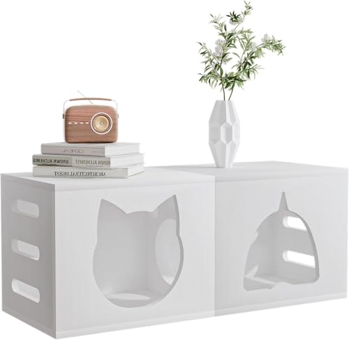 Katzen Kratzbaum, Katzenmöbel, Kratzbaum, Katzenhaus aus Holz, Katzenhaus, Katzenklo-Schrank, Katzentoilette, Katzenschrank, mit Separater Trennwand, mit Kratzbrett für Katzen, 78 x 30 x 29 cm, Weiß Katzen Kratzbaum, Katzenmöbel, Kratzbaum, Katzenhaus aus Holz, Katzenhaus, Katzenklo-Schrank, Katzentoilette, Katzenschrank, mit Separater Trennwand, mit Kratzbrett für Katzen, 78 x 30 x 29 cm, Weiß von Huhote