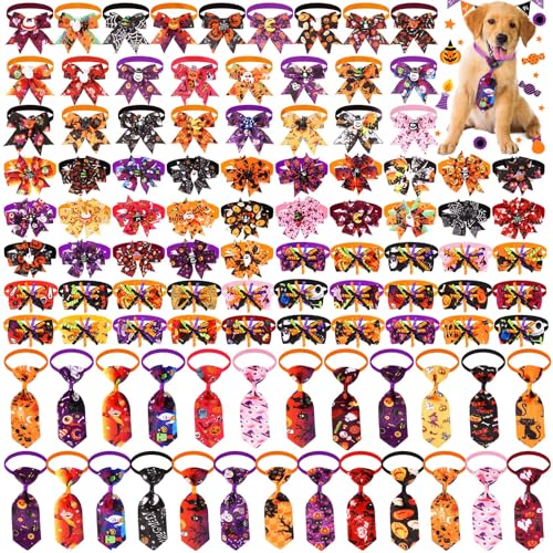 Huhumy 100 Stück Hunde-Fliegen, Halsbänder für kleine, mittelgroße Haustiere (Halloween) von Huhumy