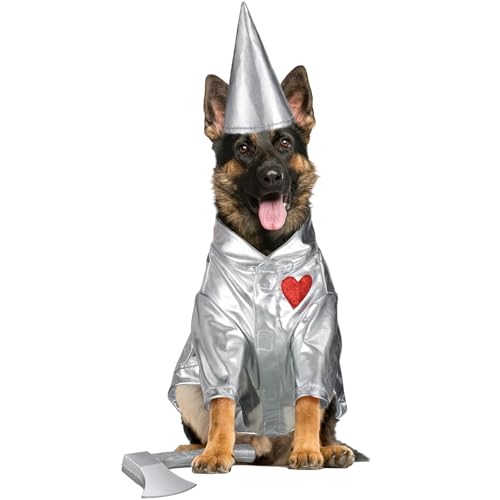 Huhumy 3-teiliges Halloween-Kostüm aus Zinn, silberfarben, Trichterhut, Axt-Set für Hunde oder Katzen, Haustierkleidung für Tier, Cosplay, Party, Halloween, Größe L Huhumy 3-teiliges Halloween-Kostüm aus Zinn, silberfarben, Trichterhut, Axt-Set für Hunde oder Katzen, Haustierkleidung für Tier, Cosplay, Party, Halloween, Größe L von Huhumy