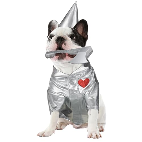 Huhumy 3-teiliges Halloween-Kostüm aus Zinn, silberfarben, Trichterhut, Axt-Set für Hunde oder Katzen, Haustierkleidung für Tier, Cosplay, Party, Halloween, Größe S Huhumy 3-teiliges Halloween-Kostüm aus Zinn, silberfarben, Trichterhut, Axt-Set für Hunde oder Katzen, Haustierkleidung für Tier, Cosplay, Party, Halloween, Größe S von Huhumy