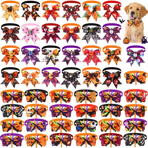 Huhumy Halloween-Hundehalsbänder, Halloween-Hundehalsbänder, Zubehör für kleine, mittelgroße Haustiere, Katzen, Cosplay, Partyzubehör, 50 Stück von Huhumy