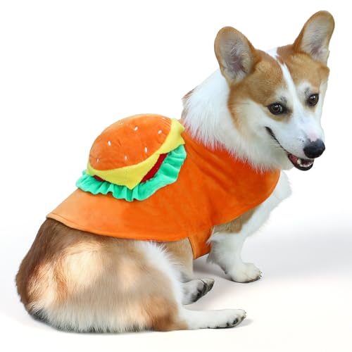 Huhumy Hamburger-Hundekostüm, lustiges Halloween-Kostüm, Burger-Kostüm, Cosplay, Verkleidung für mittelgroße und extra große Hunde, Größe M von Huhumy