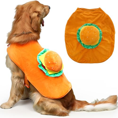 Huhumy Hamburger-Hundekostüm, lustiges Halloween-Kostüm, Burger-Kostüm, Cosplay, Verkleidung für mittelgroße und extra große Hunde (Größe XL) von Huhumy