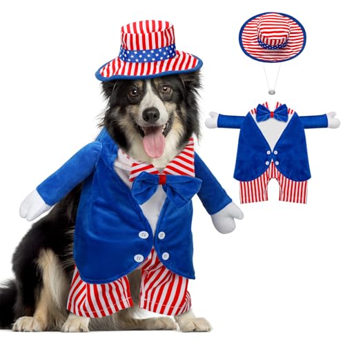 Huhumy Haustierkostüm 4. Juli, amerikanische Flagge, Hundekostüm, rot, blau, Sterne, Streifen, lustiges Hundekostüm für Unabhängigkeitstag, Nationalfeiertag, patriotische Veranstaltungen, Huhumy Haustierkostüm 4. Juli, amerikanische Flagge, Hundekostüm, rot, blau, Sterne, Streifen, lustiges Hundekostüm für Unabhängigkeitstag, Nationalfeiertag, patriotische Veranstaltungen, von Huhumy