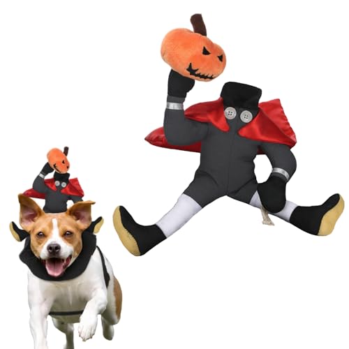 Huhumy Hunde-Halloween-Kostüm, kopfloser Reiter, lustiges Haustier-Cosplay-Reiter-Outfit mit Kürbis-Requisite in der Hand, verstellbar, mittelalterliches Kostüm für große, mittelgroße und kleine Hunde Huhumy Hunde-Halloween-Kostüm, kopfloser Reiter, lustiges Haustier-Cosplay-Reiter-Outfit mit Kürbis-Requisite in der Hand, verstellbar, mittelalterliches Kostüm für große, mittelgroße und kleine Hunde von Huhumy