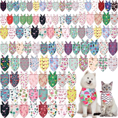 Huhumy Hundehalstücher für den Sommer, 3 Größen, waschbar, dreieckig, Sommerschal für Strand, klein, mittel, groß, Haustierbedarf, Sabbern, Flamingo, 100 Stück Huhumy Hundehalstücher für den Sommer, 3 Größen, waschbar, dreieckig, Sommerschal für Strand, klein, mittel, groß, Haustierbedarf, Sabbern, Flamingo, 100 Stück von Huhumy