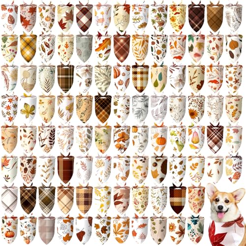 Huhumy Hundehalstücher für Hunde, bunt, dreieckig, für mittelgroße und große Hunde, Herbst, Ernte, Festival, Kostüm, Dekoration, 100 Stück Huhumy Hundehalstücher für Hunde, bunt, dreieckig, für mittelgroße und große Hunde, Herbst, Ernte, Festival, Kostüm, Dekoration, 100 Stück von Huhumy