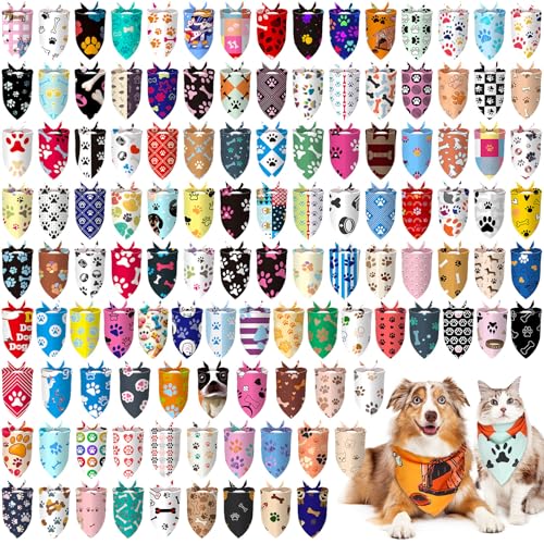 Huhumy Hundehalstücher mit Pfotenmuster, Dreieckstuch für mittelgroße und große Hunde, Geburtstagsgeschenke, Sommerkostüm, Dekoration, 100 Stück Huhumy Hundehalstücher mit Pfotenmuster, Dreieckstuch für mittelgroße und große Hunde, Geburtstagsgeschenke, Sommerkostüm, Dekoration, 100 Stück von Huhumy