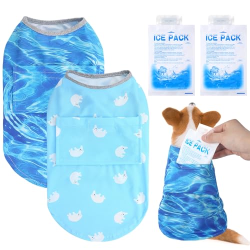 Huhumy Kühl-Shirts für Hunde mit 4 Kühlakkus, schnell trocknende Weste, Kühlgeschirr, Sommer, Strand, Hawaii, Jacke, Kragen für Sommer, Outdoor, Wandern, Spazierengehen, Sonnenschutz, atmungsaktiv, 2 Huhumy Kühl-Shirts für Hunde mit 4 Kühlakkus, schnell trocknende Weste, Kühlgeschirr, Sommer, Strand, Hawaii, Jacke, Kragen für Sommer, Outdoor, Wandern, Spazierengehen, Sonnenschutz, atmungsaktiv, 2 von Huhumy