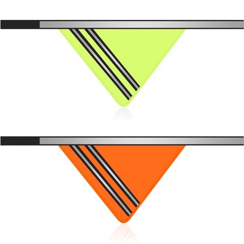 Huhumy Reflektierendes Hundehalstuch mit Neonorange-Grün, hohe Sichtbarkeit, reflektierender Hundeschal, Sicherheitsausrüstung, Klettband, Dreieck-Lätzchen, Zubehör für Jagd, Spazierengehen, Camping von Huhumy