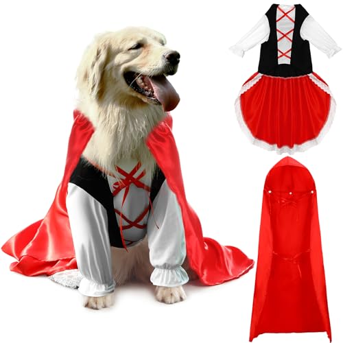 Huhumy Roter Kapuzenumhang Hundekostüm, Haustier, roter Kapuzenumhang, Kleid und Umhang, Outfit für große Hunde, niedliches Halloween-Kostüm, Größe L Huhumy Roter Kapuzenumhang Hundekostüm, Haustier, roter Kapuzenumhang, Kleid und Umhang, Outfit für große Hunde, niedliches Halloween-Kostüm, Größe L von Huhumy