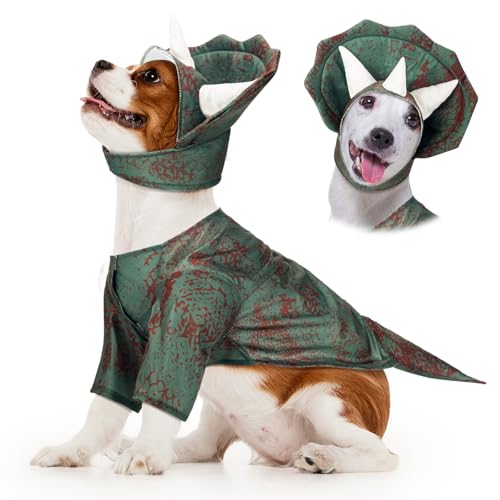 Huhumy Triceratops Hundekostüm, Dinosaurier-Hundekostüm, Halloween-Dino-Haustierkleidung für Haustier, Katze, Halloween, Party, Cosplay, Events, Foto-Requisiten, Größe M Huhumy Triceratops Hundekostüm, Dinosaurier-Hundekostüm, Halloween-Dino-Haustierkleidung für Haustier, Katze, Halloween, Party, Cosplay, Events, Foto-Requisiten, Größe M von Huhumy