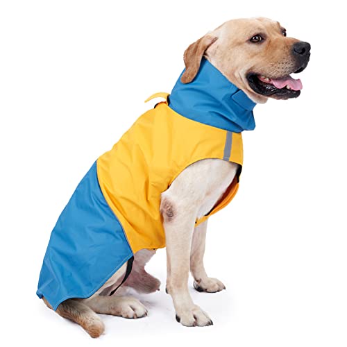 Huicai Hund Rollkragen Mäntel Wasserdicht Jacke Regenjacke Winddicht Regen Nähen Farbe Reflektierend Haustier Weste für Klein Mittel Groß Hunde von Huicai
