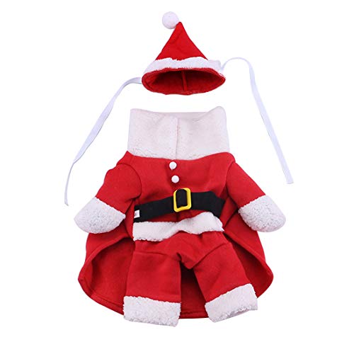 Huicai Winter Weihnachten Hündchen Mantel Outfits Hund Katze Santa Anzug Outfit Overall Kleider mit Mütze von Huicai