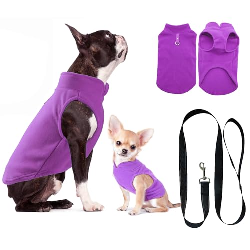 Hundepullover Mittelgroße Hunde, Winter Hundemantel Hundepullover Fleece Hunde Pullover, Hundeweste Hundejacke Winter Hundekleidung Wintermantel Hund Kleidung, Innen und Außeneinsatz(L, Lila) von Huifengjie