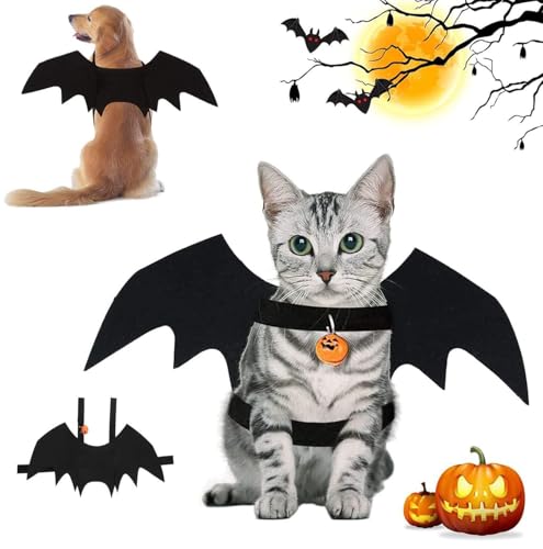 Katze Fledermaus Kostüm, Katze Kostüm Fledermausflügel für Hunde mit Pumpkin Bell,Für Kleine Hunde Und Katzen,Halloween Party Schmücken (S) von Huifengjie