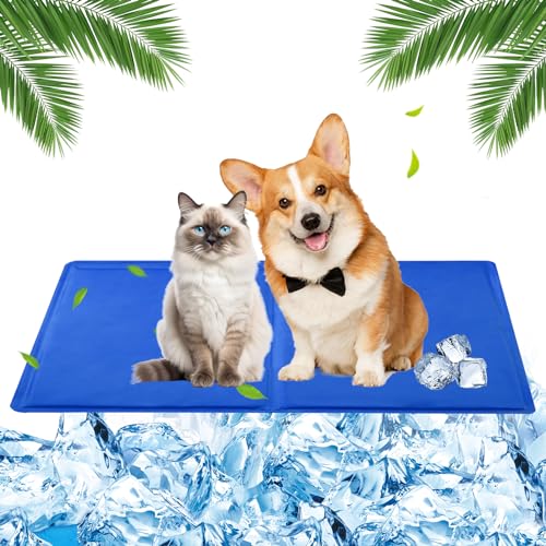 Kühlmatte Hund 40 x 50cm Kühlmatte für Hunde Kühlmatte mit Ungiftiges Gel, Kühlmittel Hund Kühlmatte für Hunde Klein, Kühldecke für Hunde, Selbstkühlend Kühlmatte für Hunde Katzen(Blau) von Huifengjie