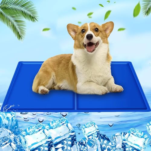 Kühlmatte Hunde, Haustier Kühlmatte, Katzen Haustier Selbstkühlende Matte Hundematte Kühlkissen Pad Hunde-Kühlkissen Pet Cooling Pad, für Zuhause Unterwegs oder im Auto, 40 × 50 cm, Königsblau von Huifengjie