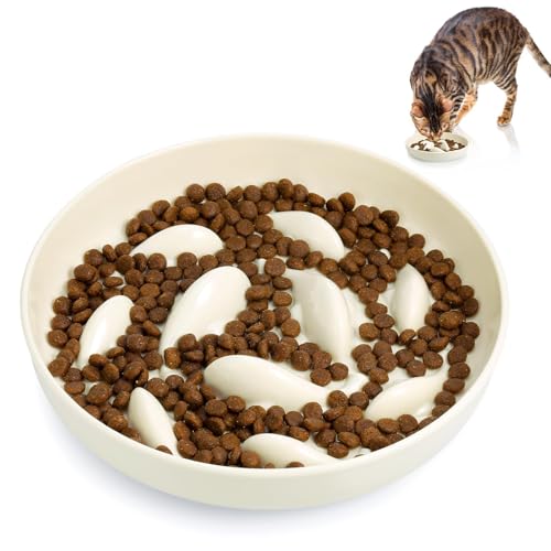 Huiguli Anti Schling Napf Katzen, Slow Feeder Kleine Hunde rutschfest, Katzen Näpfe Langsam Fütterung Hundenapf Katzennapf (16cm x 16cm) von Huiguli