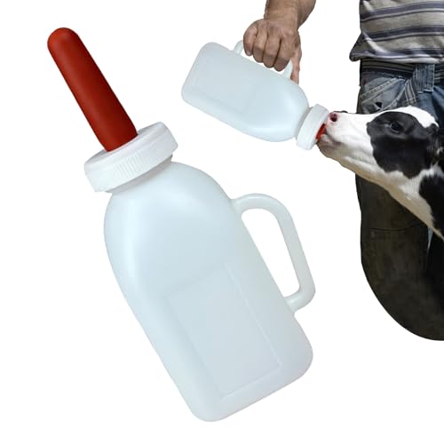 Kälberflasche 1l 2l Lammflasche, Aufzuchtflasche Milchflasche Für Schaf Lamm Kälber, Ziegen Flasche Mit Weichem Nippel, Stillflasche Für Kälber Schafe Mit Griff, Geräte Für Tierzucht von Huitrcrio