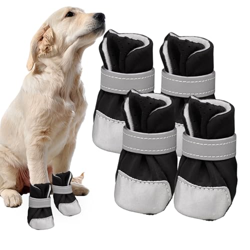 Atmungsaktive Hundeschuhe,Haustierschuhe für kleine Hunde - 4 Stück Anti-Rutsch-Stiefel und Pfotenschutz | Verstellbare, leichte Hundeschuhe für Hartböden Hujinkan von Hujinkan