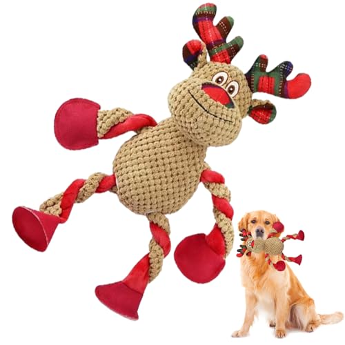 Hujinkan Hunde-Kuscheltier-Kauspielzeug - Weihnachts-Plüsch-Kauspielzeug für Hunde - Niedliches interaktives Hundespielzeug für Haustiere, bequemes Trainings- und Entspannungsspielzeug für drinnen von Hujinkan