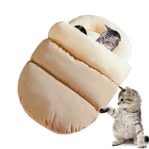 Hujinkan Katzenbett Flauschig Für Wohnungskatzen, Katzendecke Für Katzen, Halbgeschlossene Kätzchenbetthöhle,Cord-Fleece-Futter, Gemütliche Kätzchen-Betthöhle, Mittelgroße Katze, Kleines Tier von Hujinkan