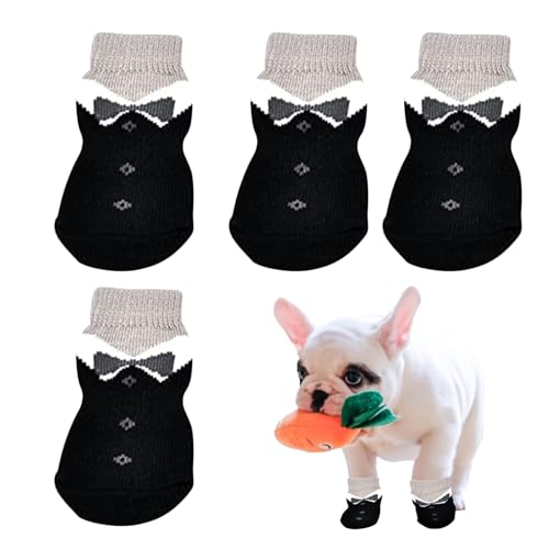 Hundepfotensocken Anti-Rutsch,Hundesocken für den Winter,4 Stück rutschfeste Schneesocken für Hunde, klein | Elastische Hundepfotenschutzsocken für kleine Welpen zum Joggen und Trainieren Hujinkan von Hujinkan