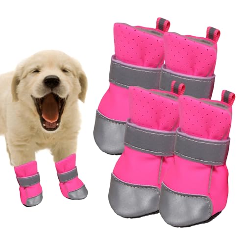 Hundeschuhe für kleine Hunde, Hundestiefel für Welpen, 4 Stück Anti-Rutsch-Stiefel und Pfotenschutz, Verstellbare, leichte Hundeschuhe für Hartböden Hujinkan von Hujinkan