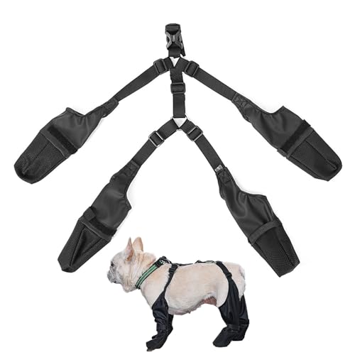 Strapsstiefel für Hunde, Hundeschuhe Pfotenschutz, Verstellbare Hundehose hundesocken, Hundepfotenschutz für kleine und mittelgroße Hunde, Hundeleggings mit Zusatzgurt für drinnen und draußen von Hujinkan