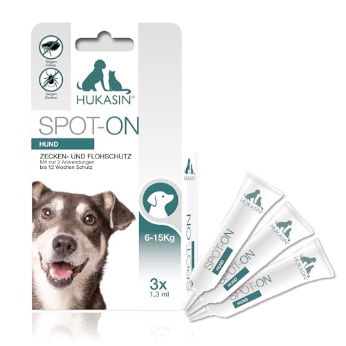 Hukasin® Spot On Hund - Zecken- und Floh Schutz - langanhaltender Zeckenschutz Hund & Flohmittel Hund bis zu 12 Wochen von Hukasin