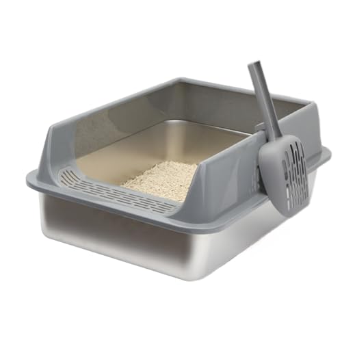 Humdcdy Katzentoilette für Katzen, verdickte Katzentoilette, spritzwassergeschützt, halbgeschlossene Katzentoilette mit Schaufel für Wohnzimmer, Camping, Wohnheim von Humdcdy
