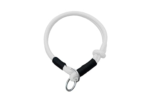 Hummelt® Hundehalsband aus weichem Tauwerk, geflochtenem Seil mit Zugbegrenzung weiß 60cm (L-XL) von Hummelt