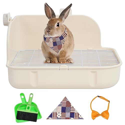Humorous.P Katzentoilette für Kaninchen, cremeweiß, ideal für Kleintiere, Kaninchen, Meerschweinchen, Frettchen, rechteckiger Eck-Käfig von Humorous.P