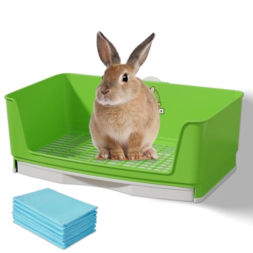 Humorous.P Katzentoilette für Kaninchen, extra groß, ideal für Kleintiere, Kaninchen, Meerschweinchen, Frettchen, rechteckiger Eck-Käfig (grün, 39,9 cm, 29 cm, 15,7 cm) von Humorous.P