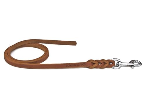 Fettlederleine Schleppleine aus Leder für Hunde 5m, 7,5m, 10m (10m x 8mm Cognac Chrom) von Hund natürlich