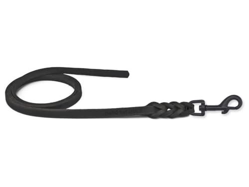 Fettlederleine für Hunde 1m / 1,35m / 2,20m / 3m Bolzenkarabiner schwarz matt, ohne Handschlaufe schwarz 1m x 8mm von Hund natürlich