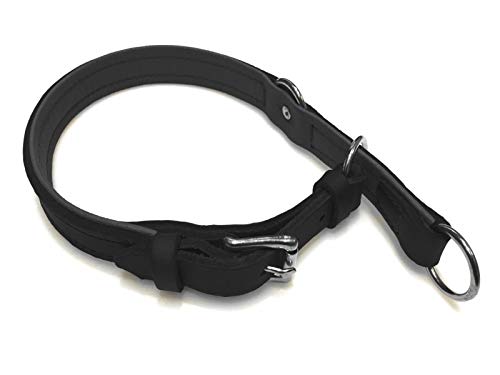 Zugstopp Lederhalsband für Hunde Schlupfhalsband schwarz, Chrom Gr. 45 von Hund natürlich